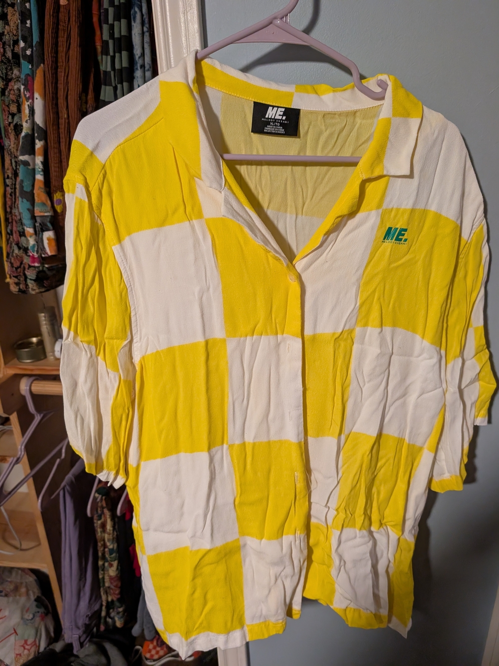 ME Makeover Essentials Yellow & White Check Polo Shirt